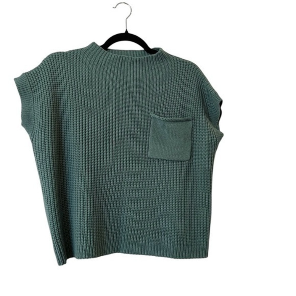 NWT! UGERLOV merino wool blend rib knit sweater vest, seafoam green, M